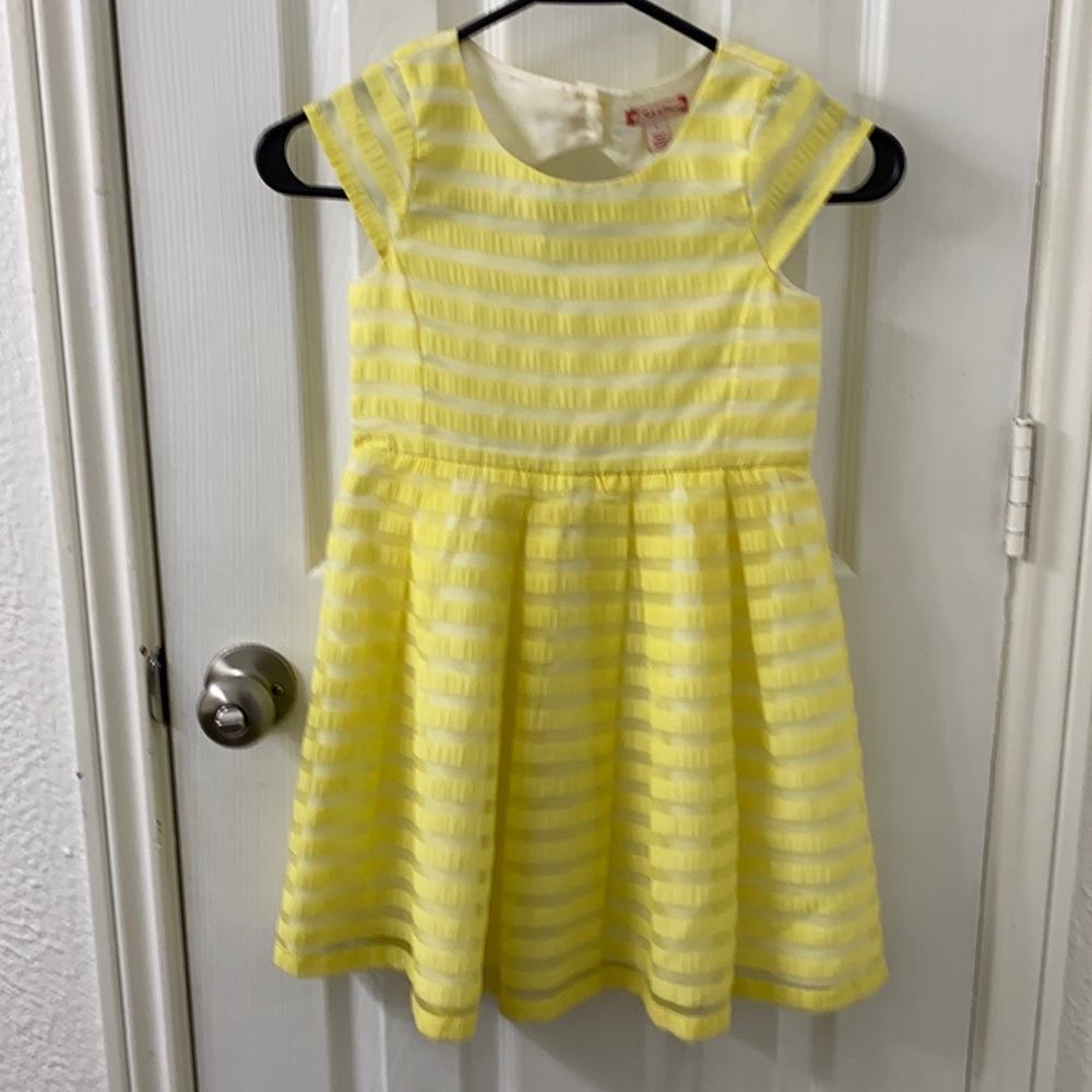 RUBY & Bloom Little Girls Spring Yellow Stripe Tulle Dress Size 7